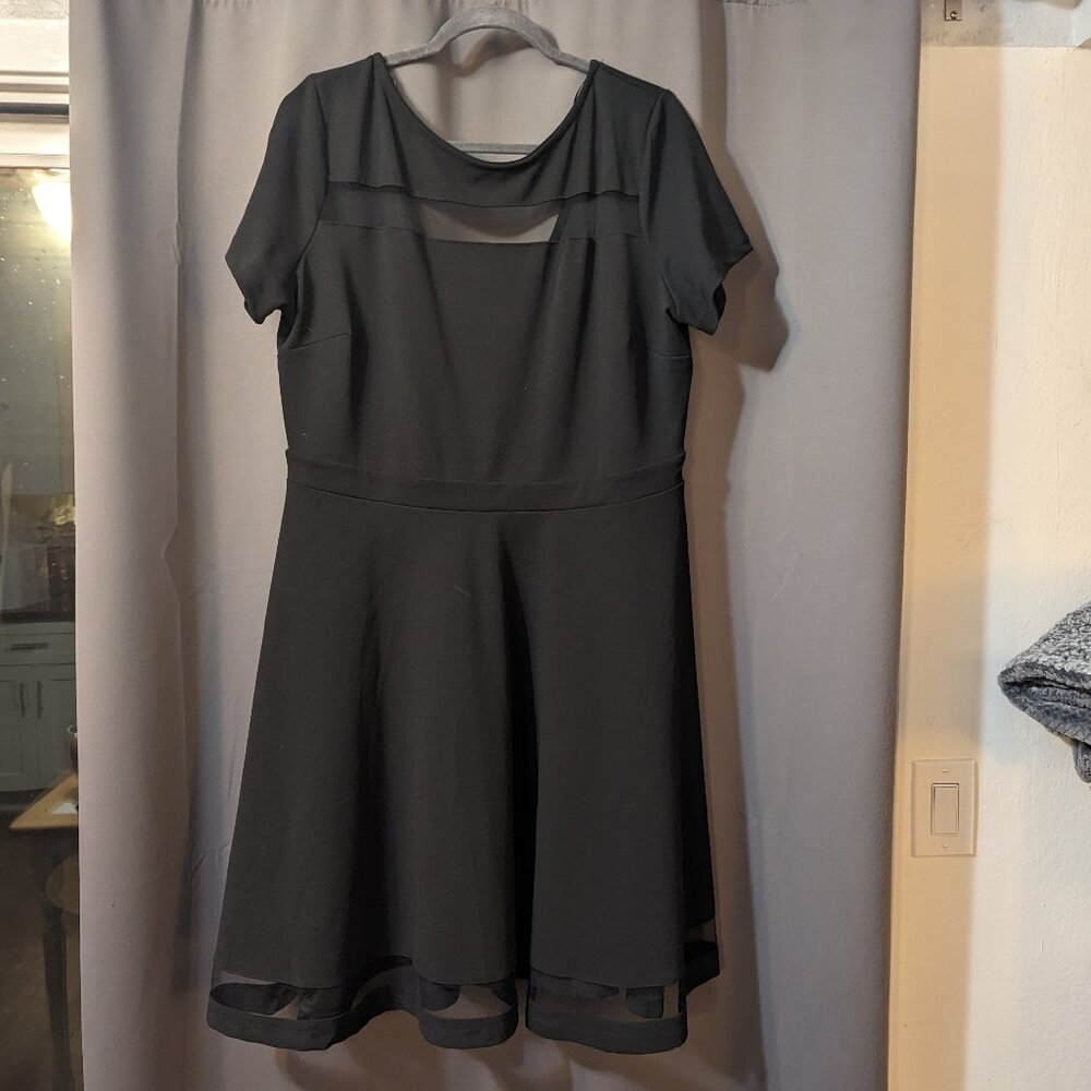 Black Fit and Flare Cutout Dress